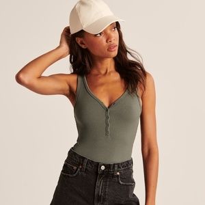 Abercrombie & Fitch Seamless Ribbed Henley Bodysuit